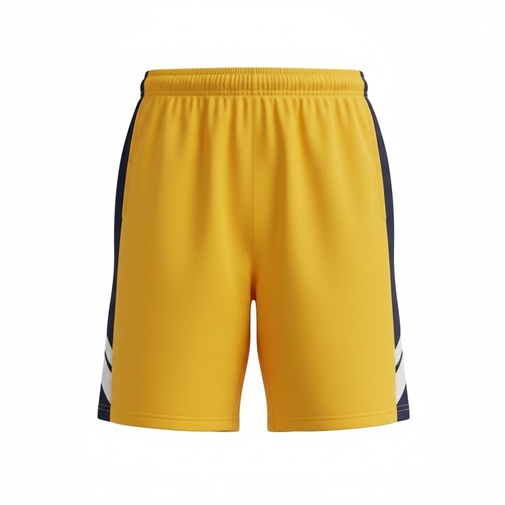 Lands End Yellow/Navy Blue Boys  Athletic Shorts NWOT Medium Drawstring Waist
